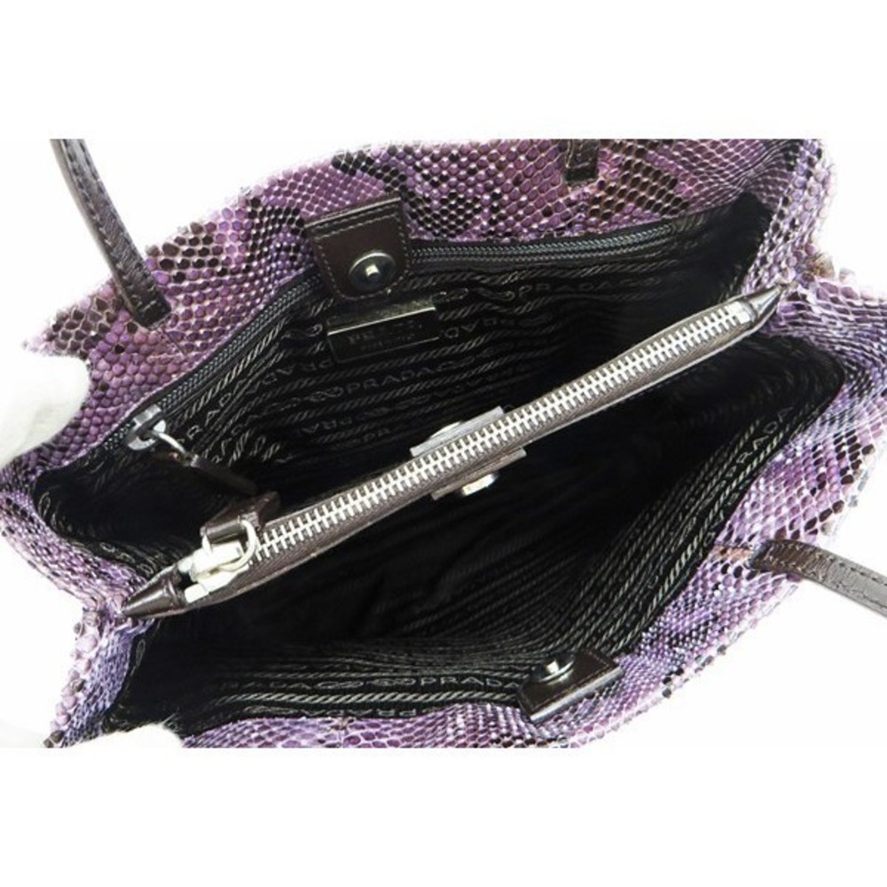 Prada Python Leather Tote Bag Purple - image 3